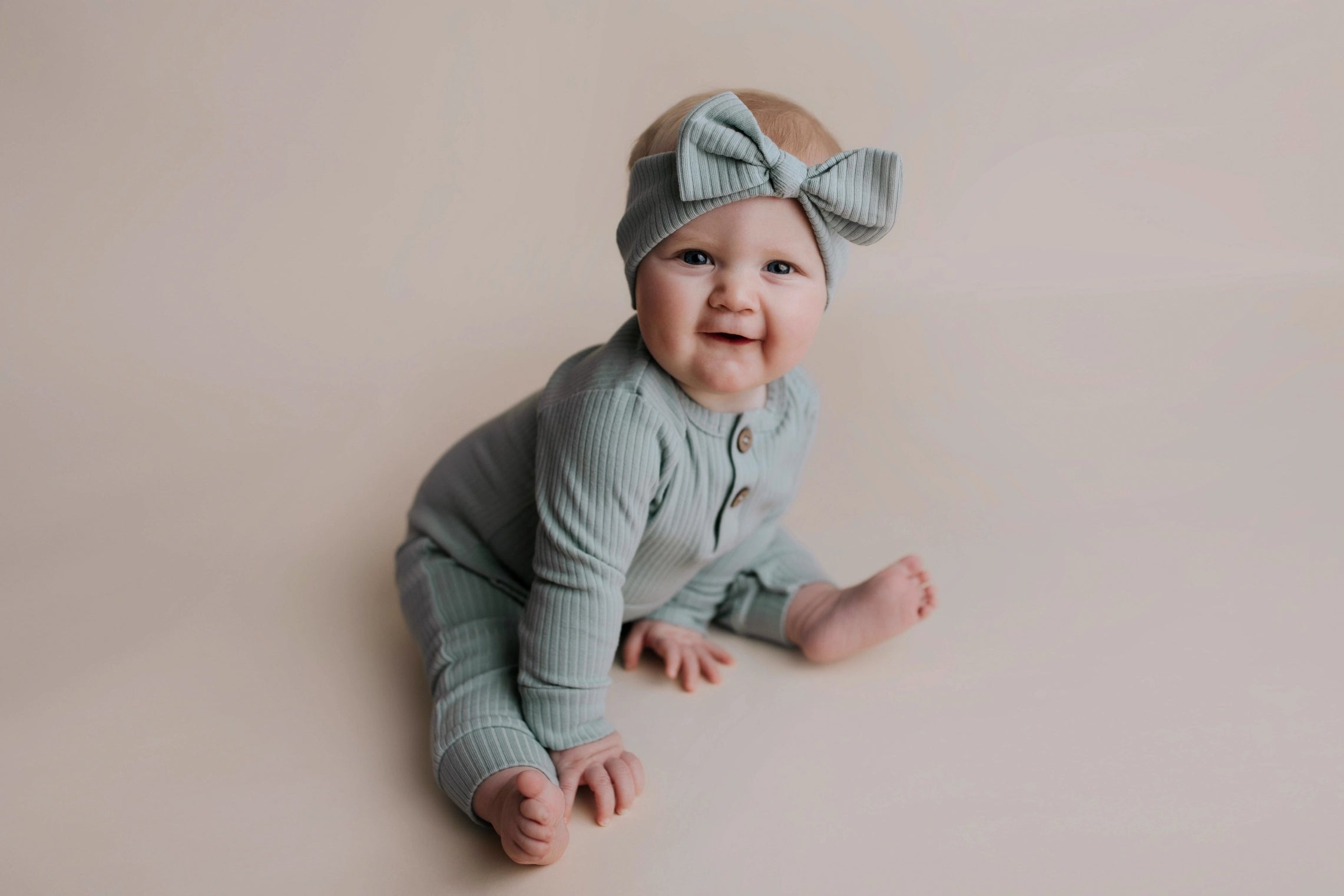 Robins Egg Ribbed Organic Playsuit