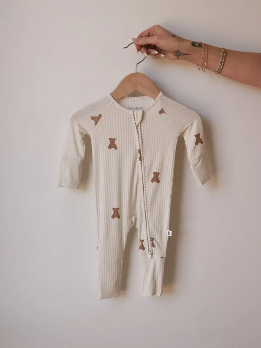 Teddy Bamboo Zip Pajamas