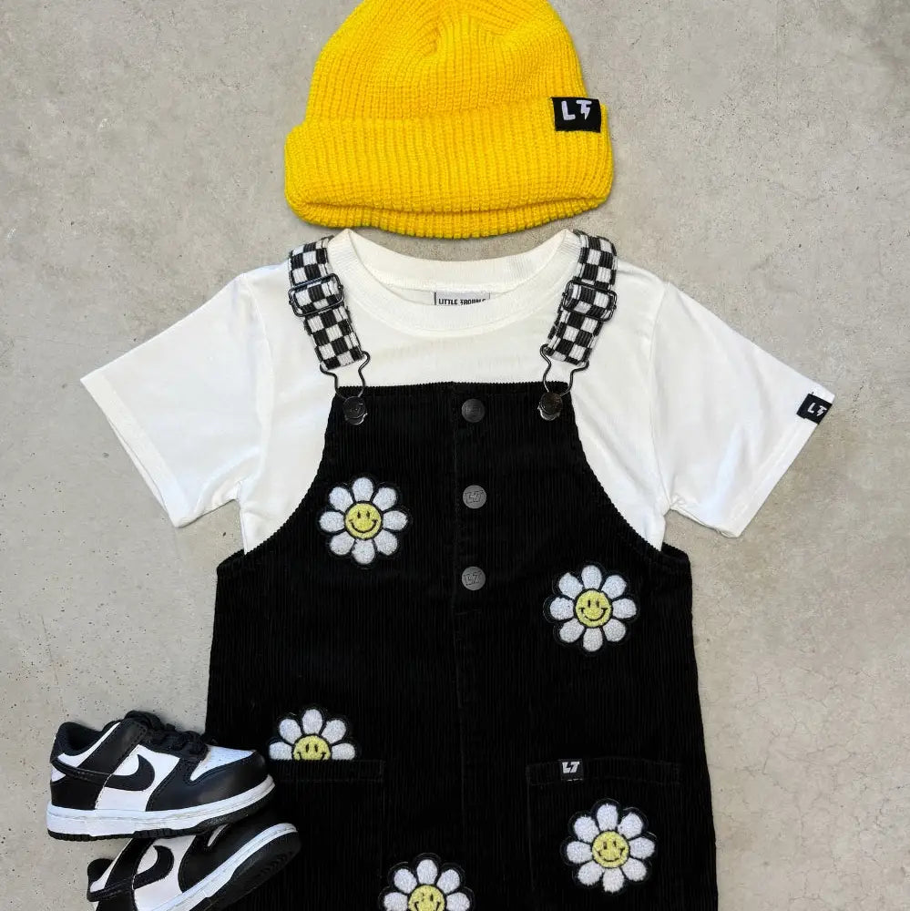 Happy Daze Overall Dress in Black