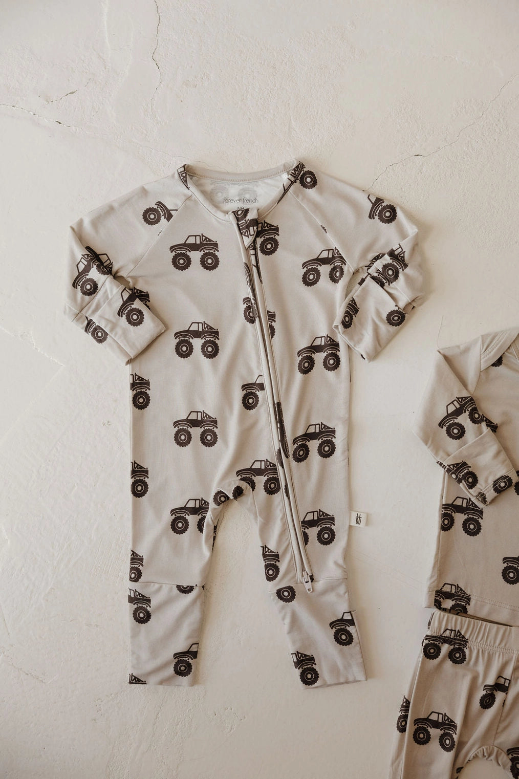 Monster Truck Bamboo Zip Pajamas