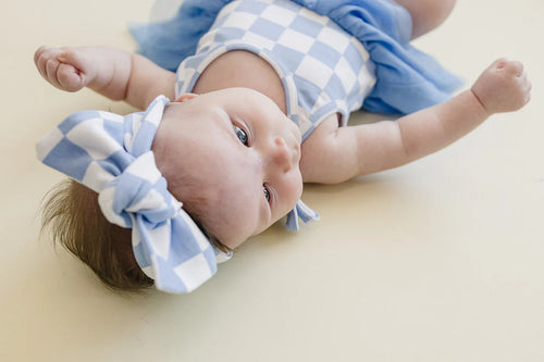 Blue Babe Checkered Headband
