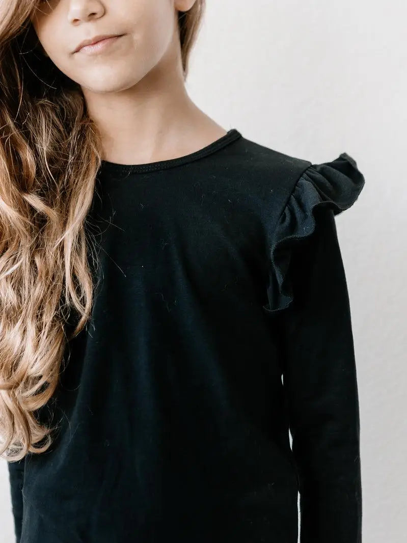 You're So Basic Ruffle Tee in Black