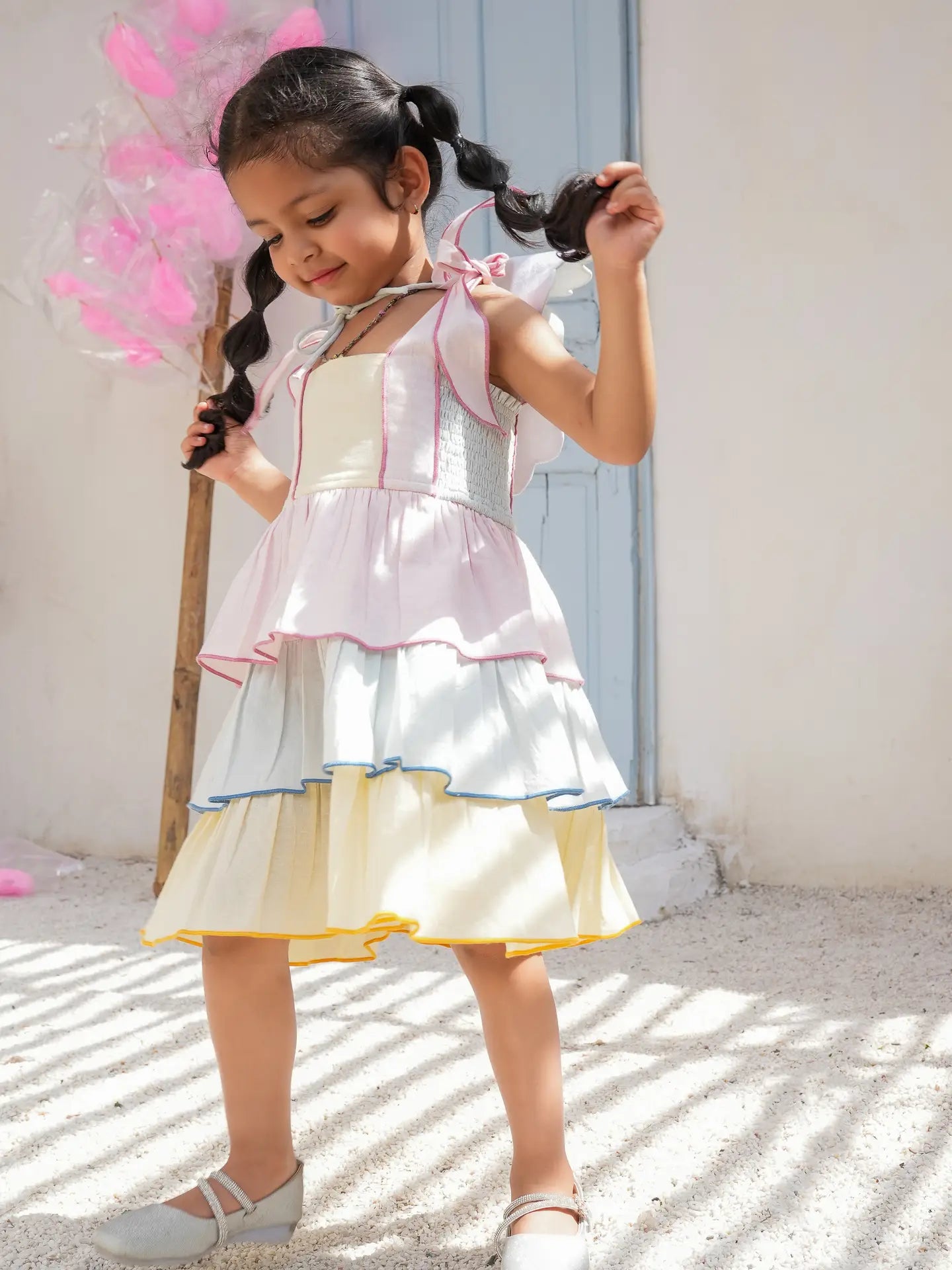 Dreamy Rainbow Ruffle Dress