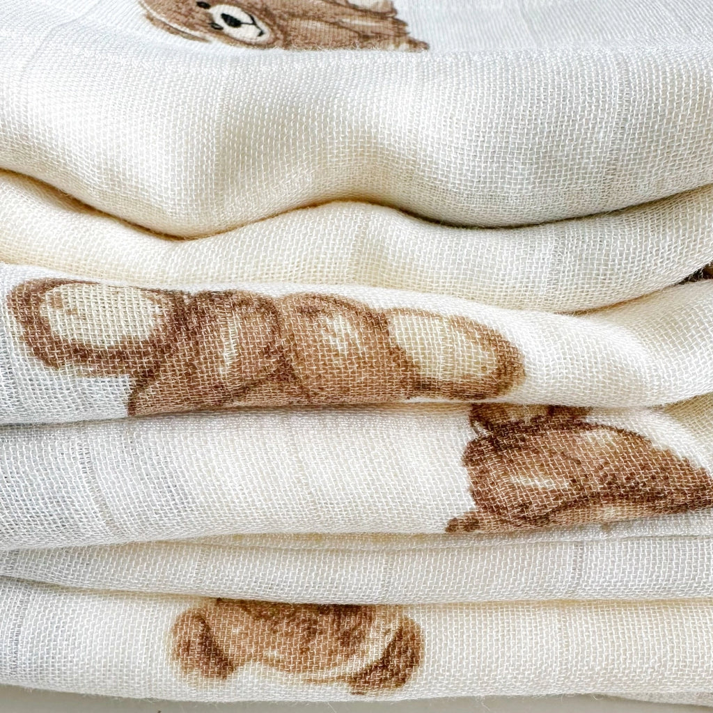 Bears Bamboo Organic Muslin Swaddle Blanket