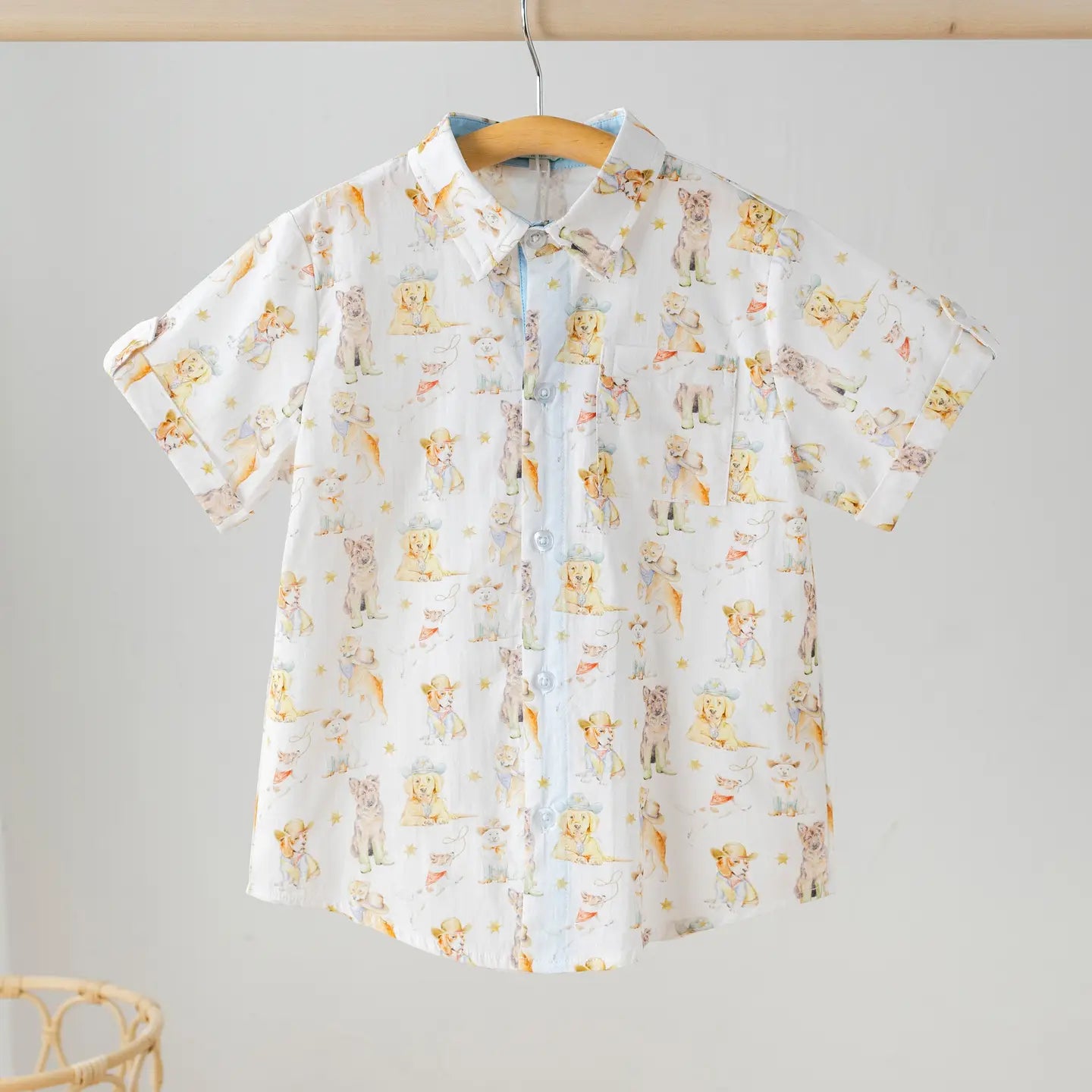 Cowboy Pups Organic Cotton Button Up