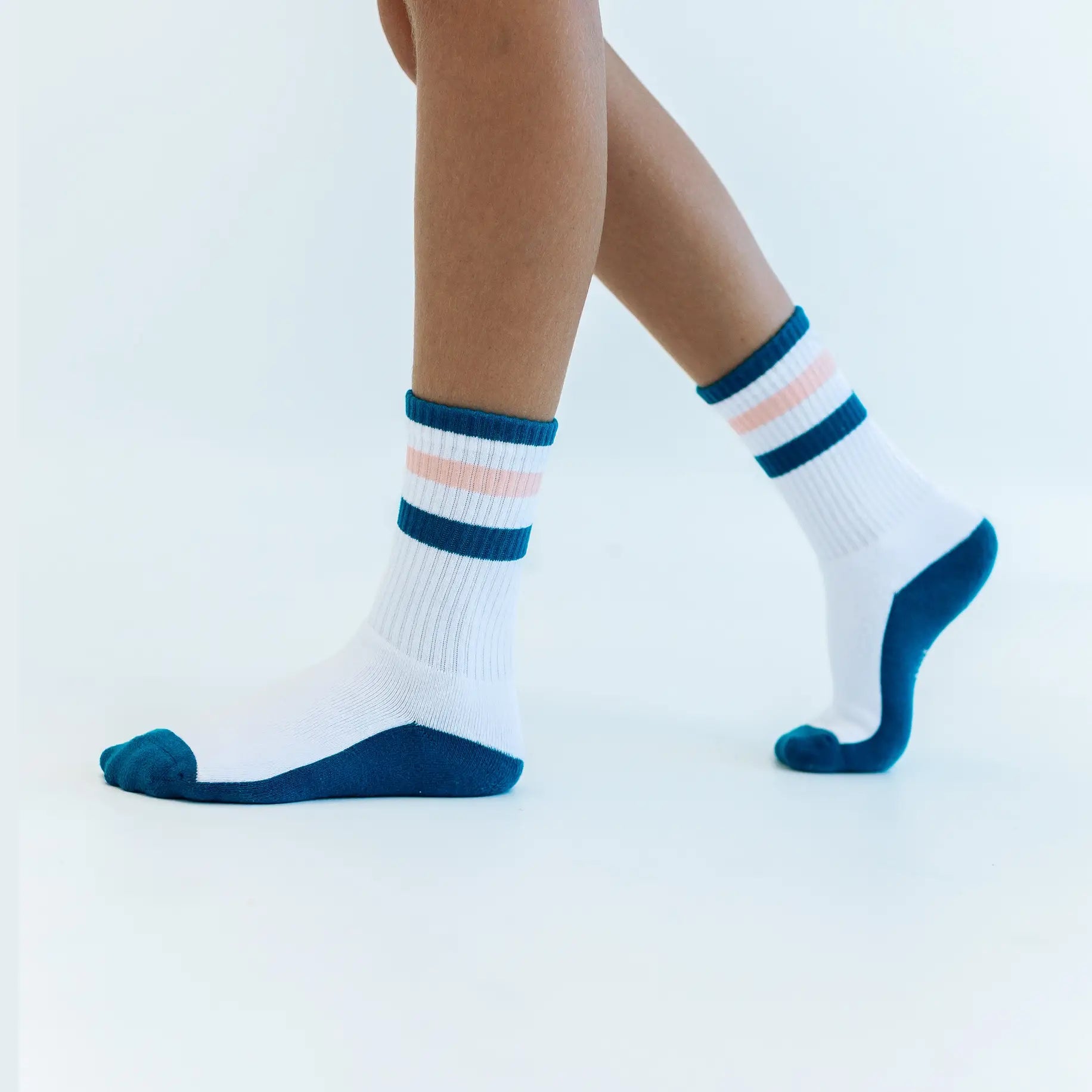Retro Tube Socks Dark Teal + Pink