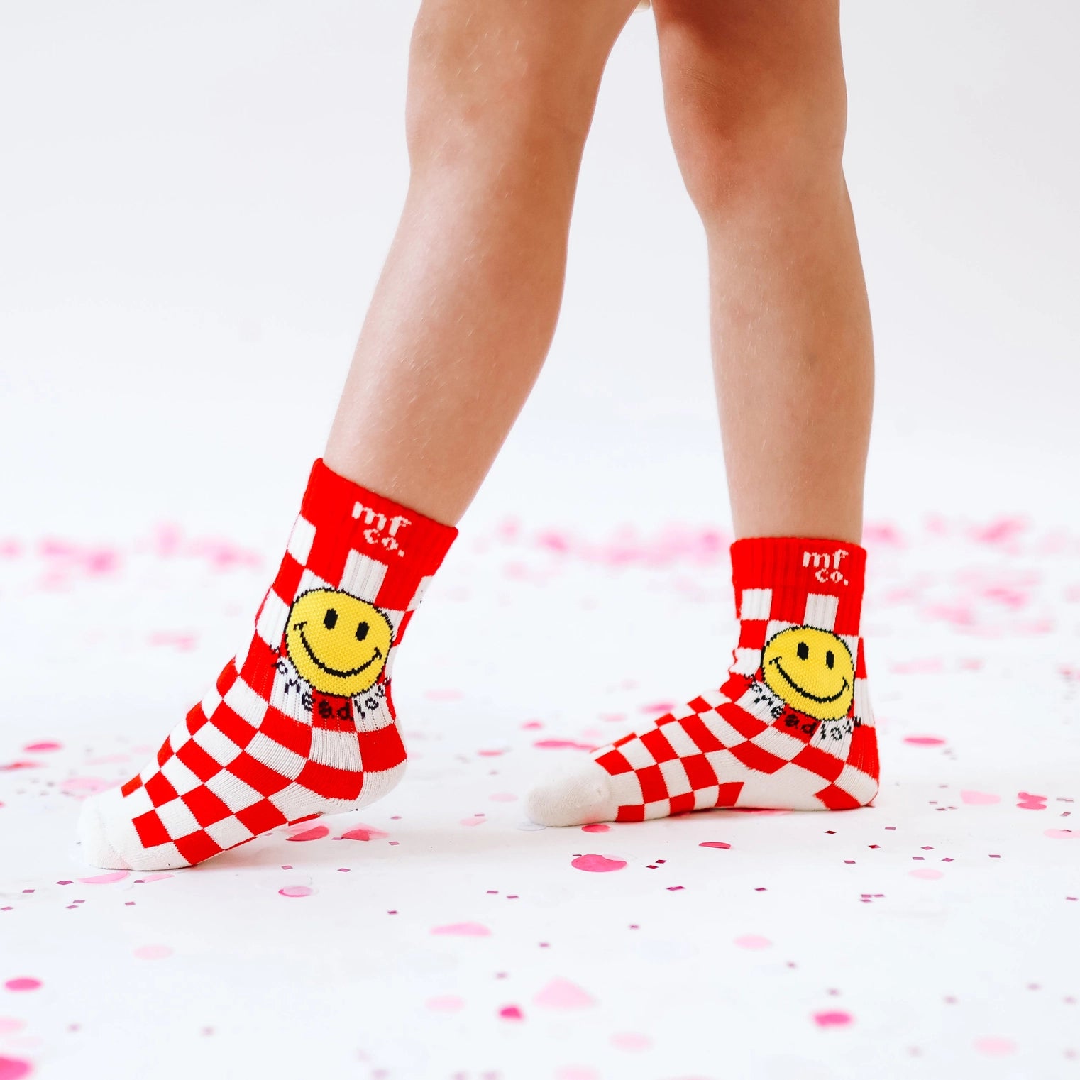 Retro Tube Socks Smile Checkered
