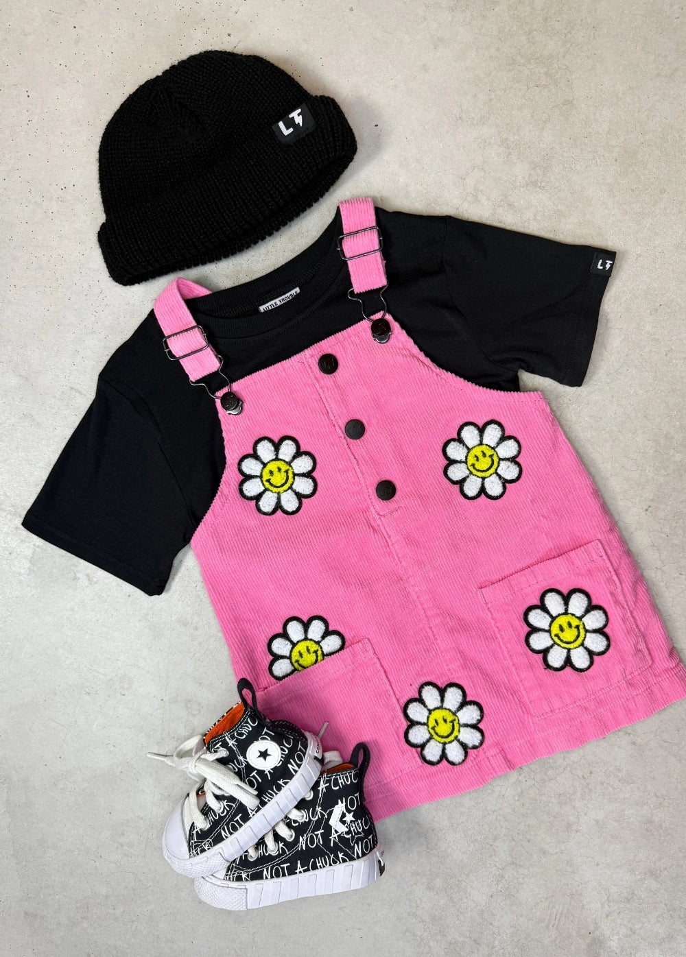 Happy Daze Overall Dress in Pink