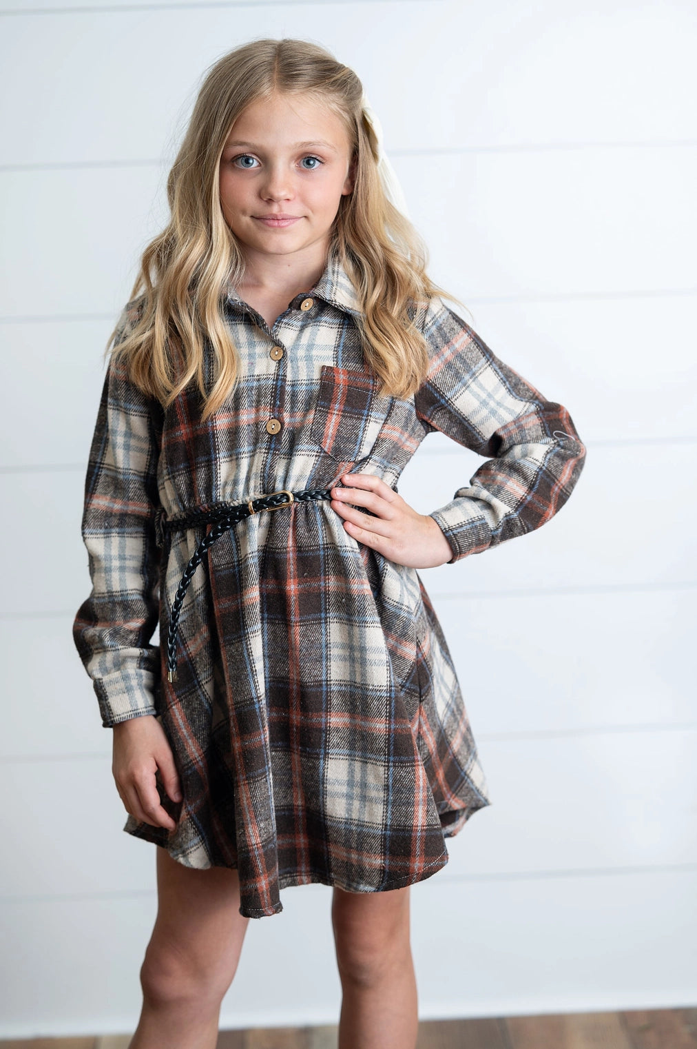 Cozy Plaid Belted Dress