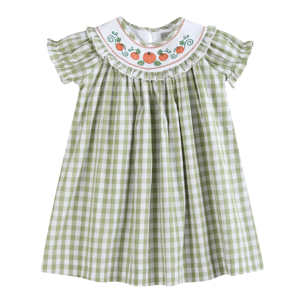 Sage Green Pumpkin Smocked Bishop Dress