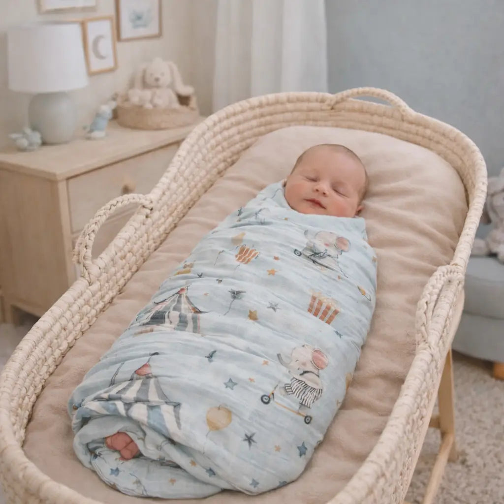 Circus Bamboo Organic Muslin Swaddle Blanket