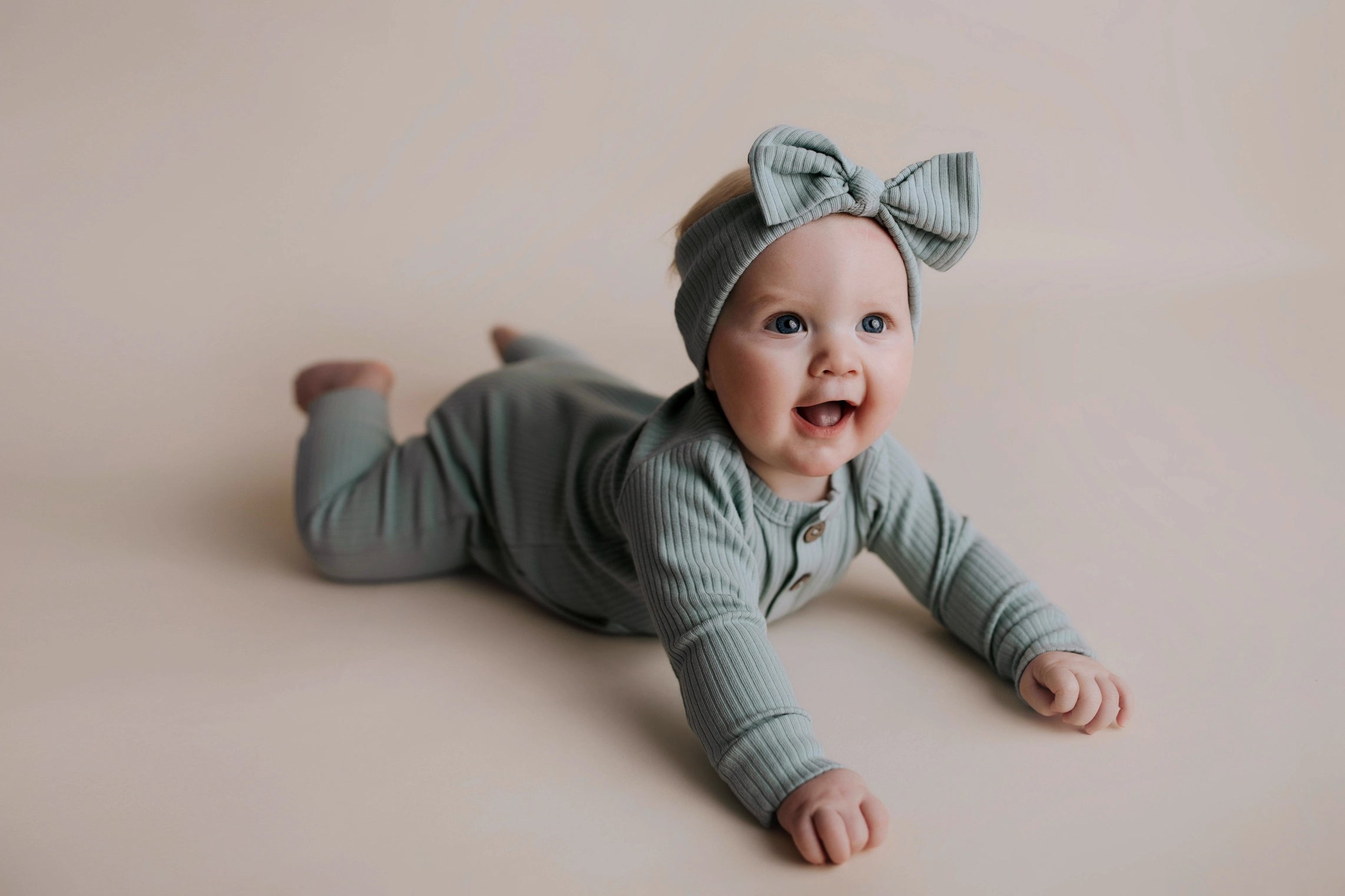 Robins Egg Ribbed Organic Playsuit