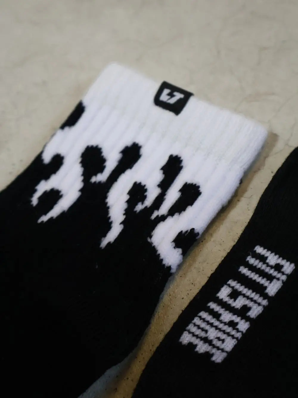 White Flame Crew Socks
