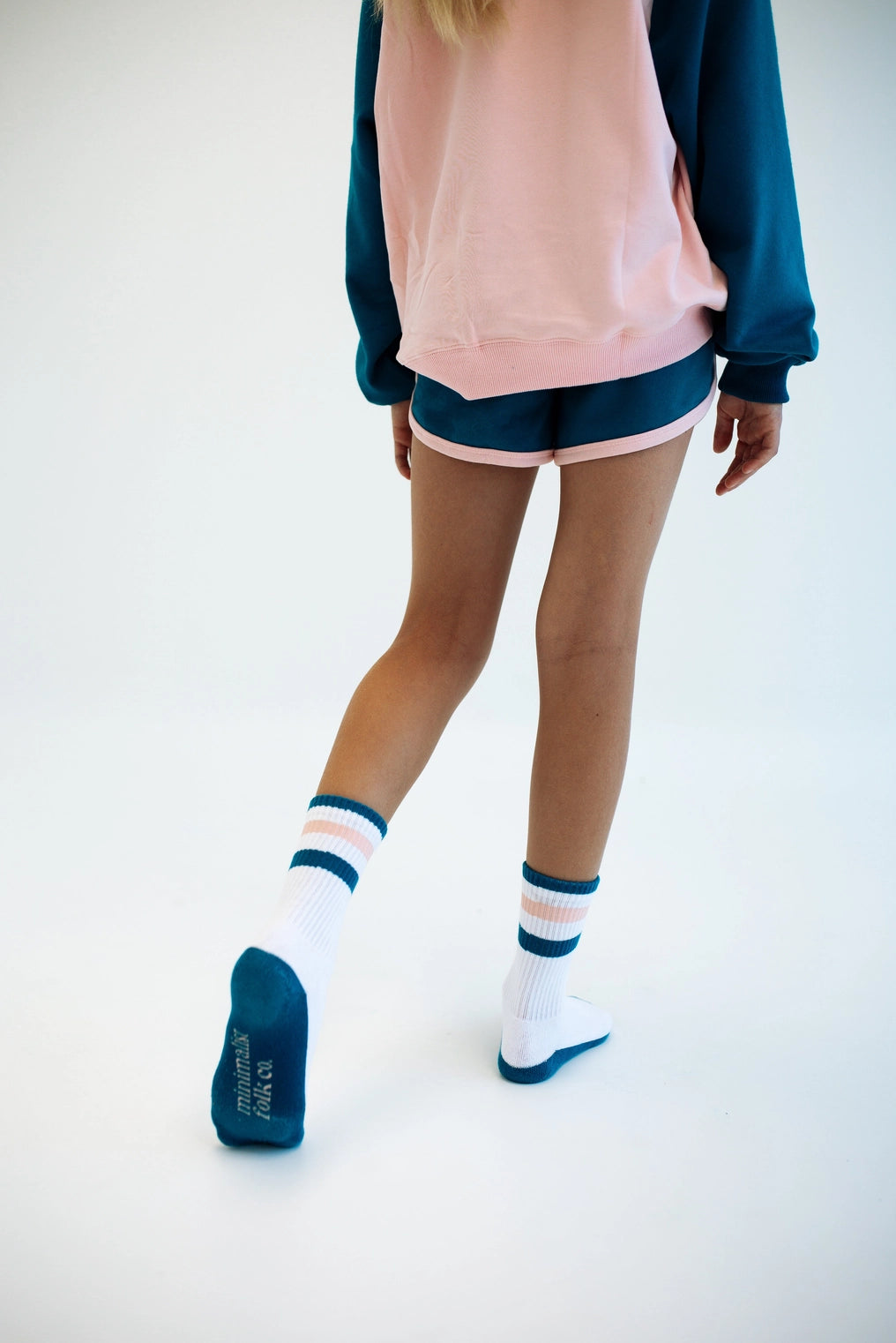 Retro Tube Socks Dark Teal + Pink