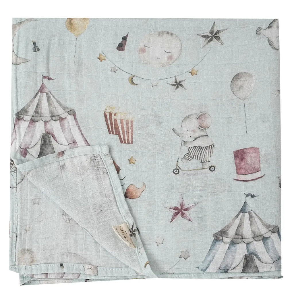 Circus Bamboo Organic Muslin Swaddle Blanket