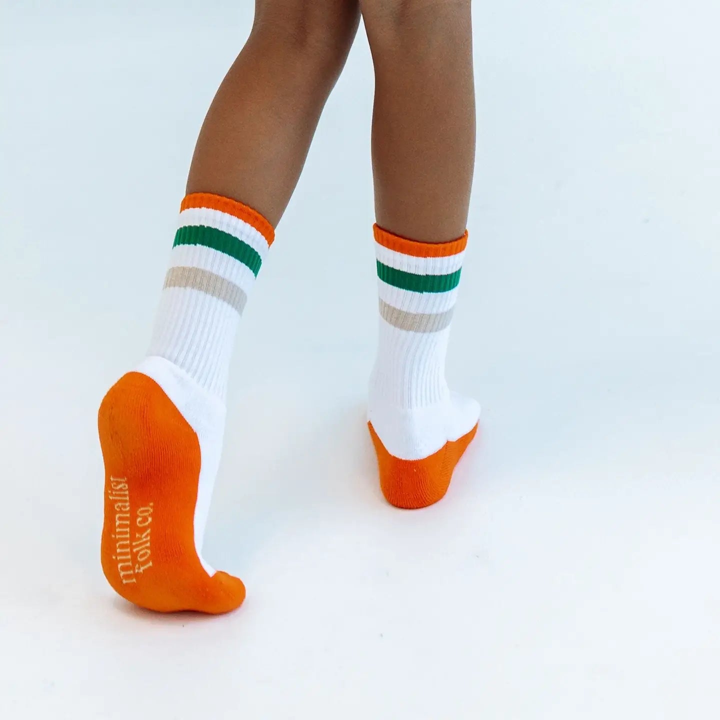 Retro Tube Socks Forest Green + Tangerine